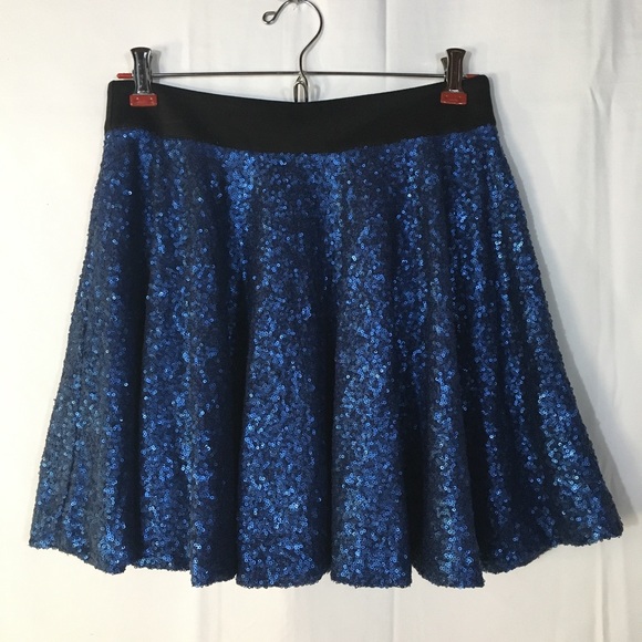 MINKPINK Blue Sequin Fit and Flare Skirt - Picture 2 of 9